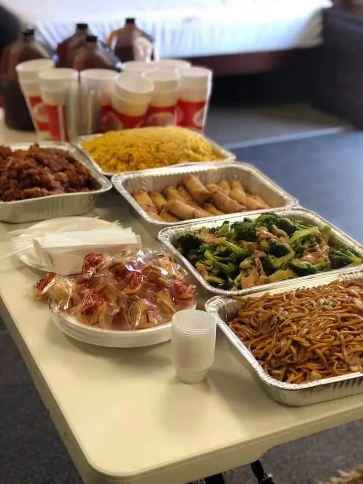 Interior of Buffet restaurant Hong Kong Buffet with Chinese food takeout display Brownfield